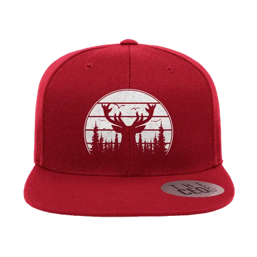 Deer Color Embroidered Flat Bill Hat